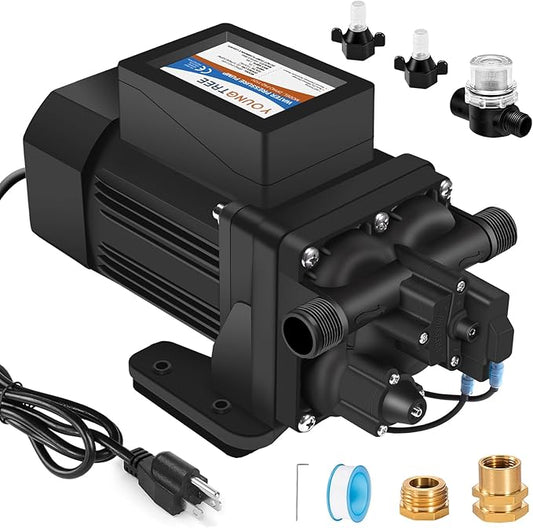 YOUNGTREE Brushless 110V Water Pressure Transfer Pump Continuous Duty 6.0GPM 55PSI On Demand Fresh Water Diaphragm Pump 110 Volt AC for Irrigation Garden Home Pool Car Washing Rain Barrel Industry