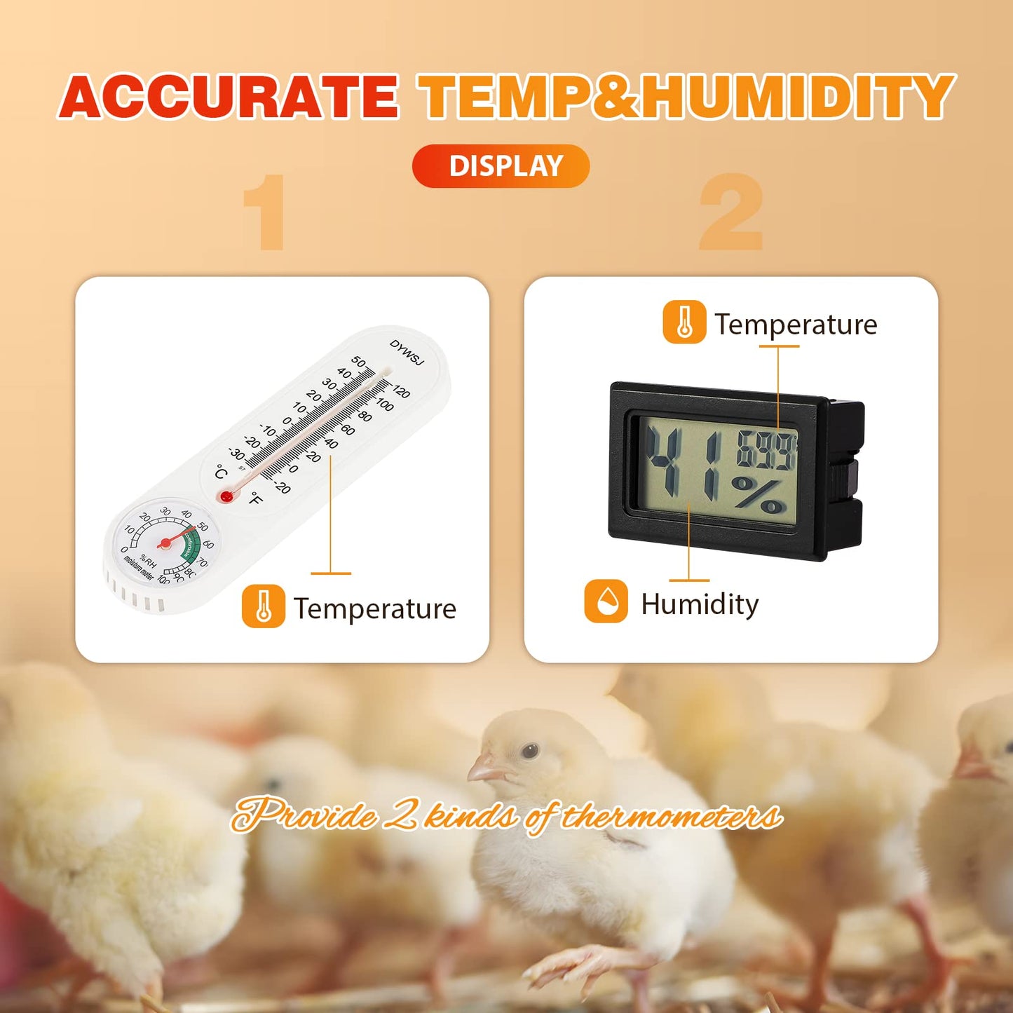 Proshine Chicken Brooder Box for Chicks, Quail Brooder with Heating Lamp, 2 Mode Thermometers Warms Up to 10 Chicks for Duckling Parrot Lizard