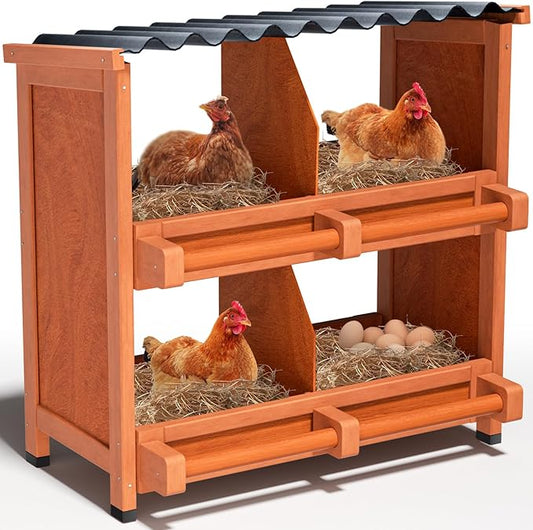 Chicken Nesting Boxes,4 Compartments Wooden Nesting Box for Chickens,Laying Boxes for Hens Ducks Poultry Protect Eggs Chicken Coops Easy Egg Collection