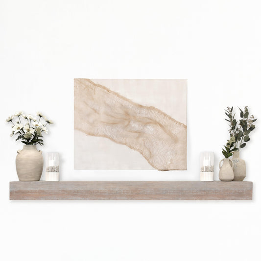 MCS 72-Inch Mantel, Master & Co Warm Gray Finsh Solid Wood Floating Fireplace Mantel, Long Floating Shelf for Livingroom with Wood Cleat Hanging System, Photo and Home Decor Display Shelf