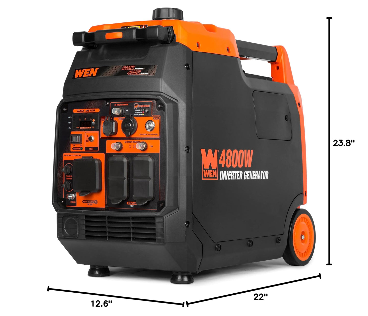 WEN 4800-Watt Portable Inverter Generator, Electric Start, RV-Ready, Quiet and Lightweight with Fuel Shut Off and CO Watchdog (56480iX)