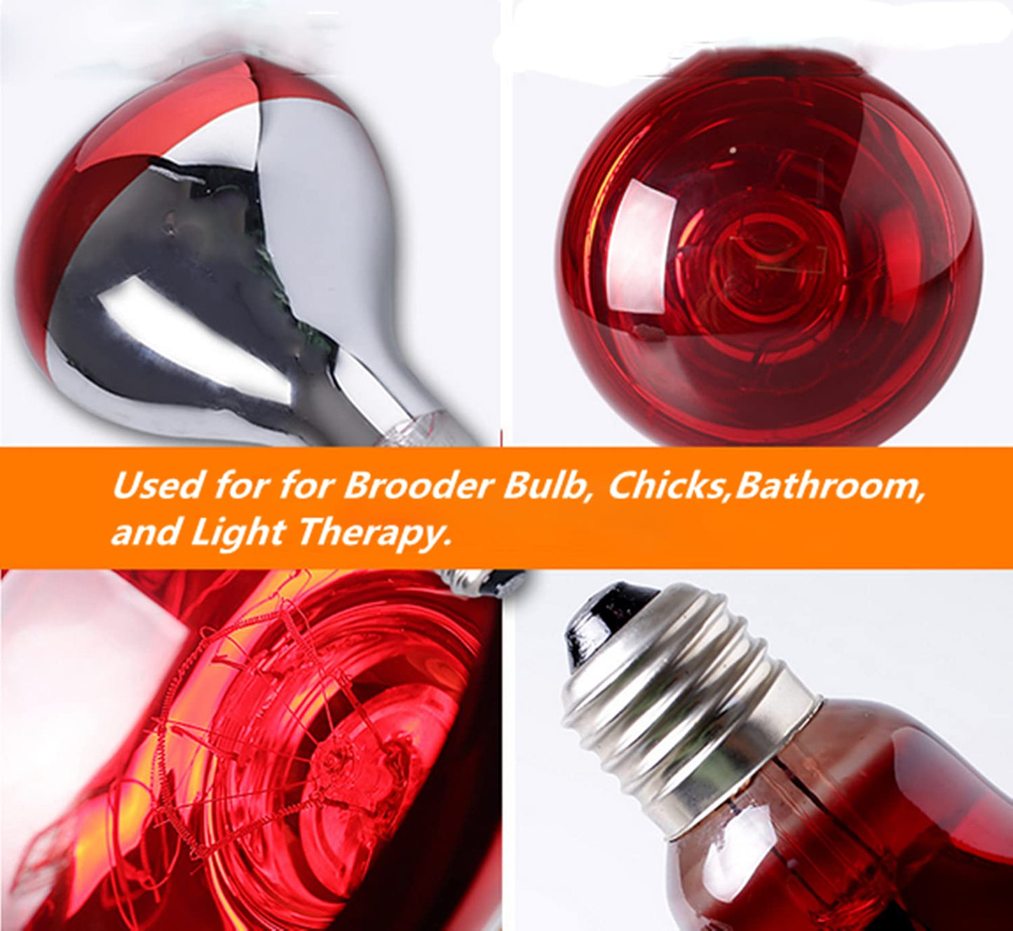Qixivcom 2-Packs 275W Heat Lamp Bulb Infrared Heating Bulbs E26 110V Red Light Heat Lamp Waterproof Anti-Explosion Thickened Light Bulbs for Piglet Chicken Duck Birds Bathroom Use