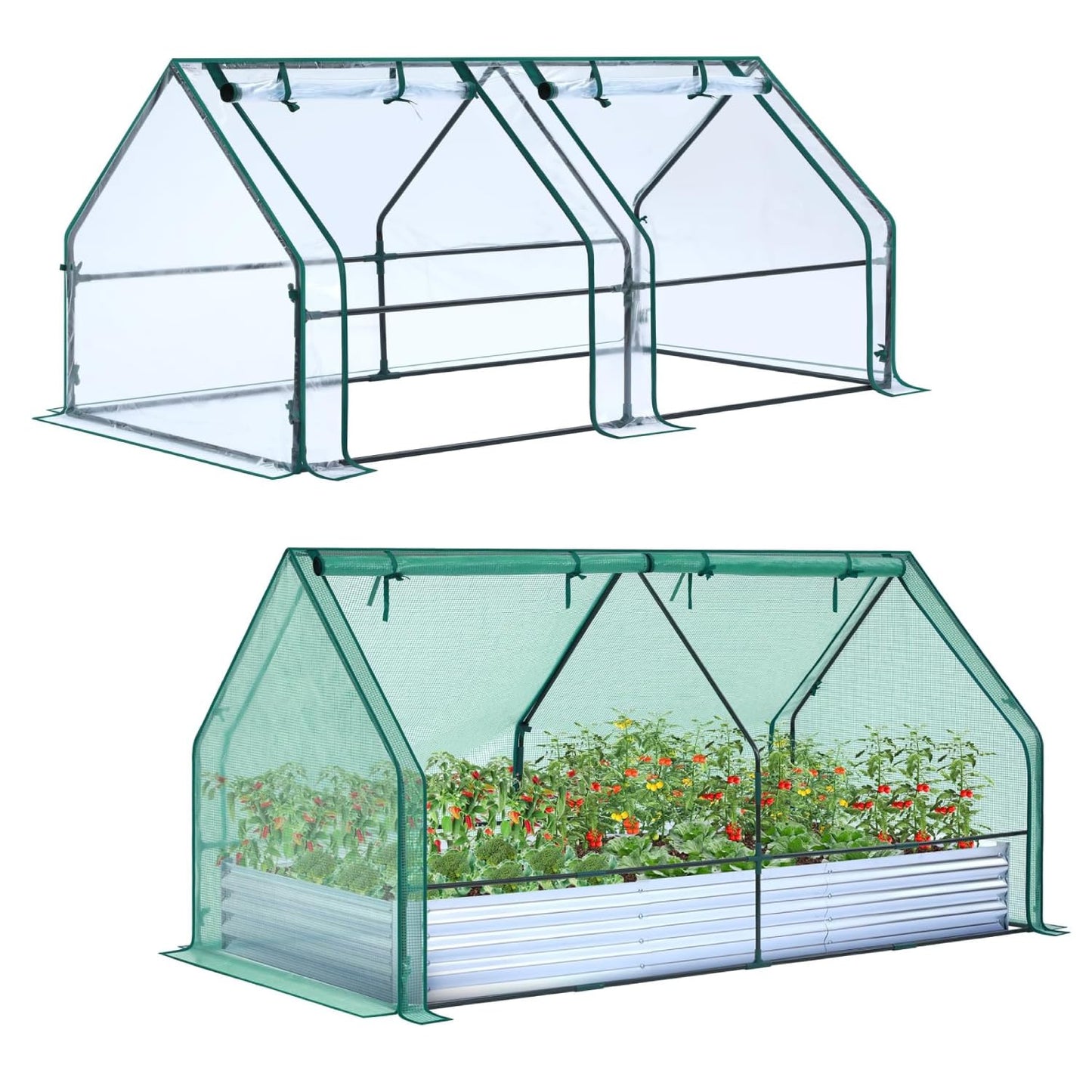 Ohuhu Mini Greenhouse + Raised Garden Bed with Greenhouse