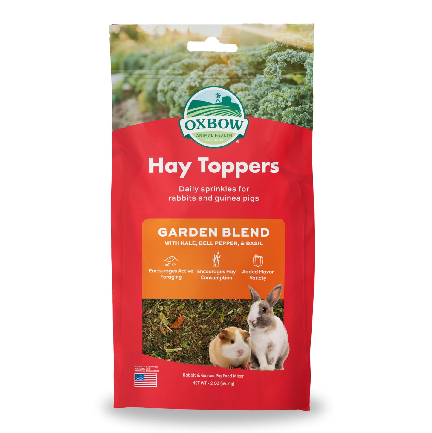 Oxbow Hay Toppers Garden Blend, Bunny Treats, Foraging Enrichment for Rabbits, Chinchillas, Guinea Pigs, and Other Small Herbivores, Timothy Hay Topper, Premium Rabbit Food Additive, 2oz