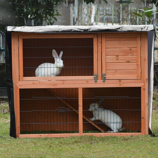 COOSOO Rabbit Hutch Cover Outdoor Waterproof Double Rabbit Cage Dust Cover for Winter Pet Cage Protection with Zipper Opening Visible Window Vent Holes 48x20x41/122x50x105cm