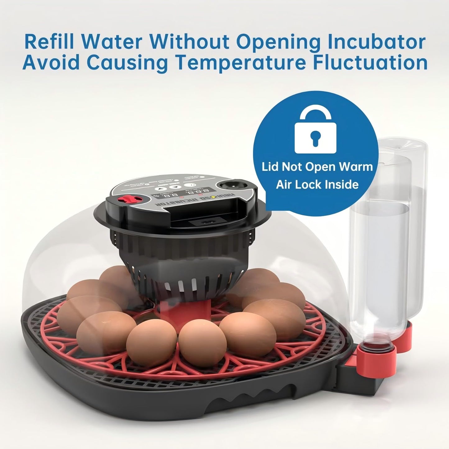 Meuiosd 12-24 Egg Incubator with Humidity Display, Egg Candler, Automatic Egg Turner, for Hatching Chickens Duck Quail Parrot