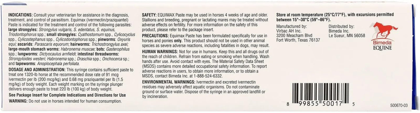 Equimax 14.03 Praziquantel/1.87 Ivermectin Paste