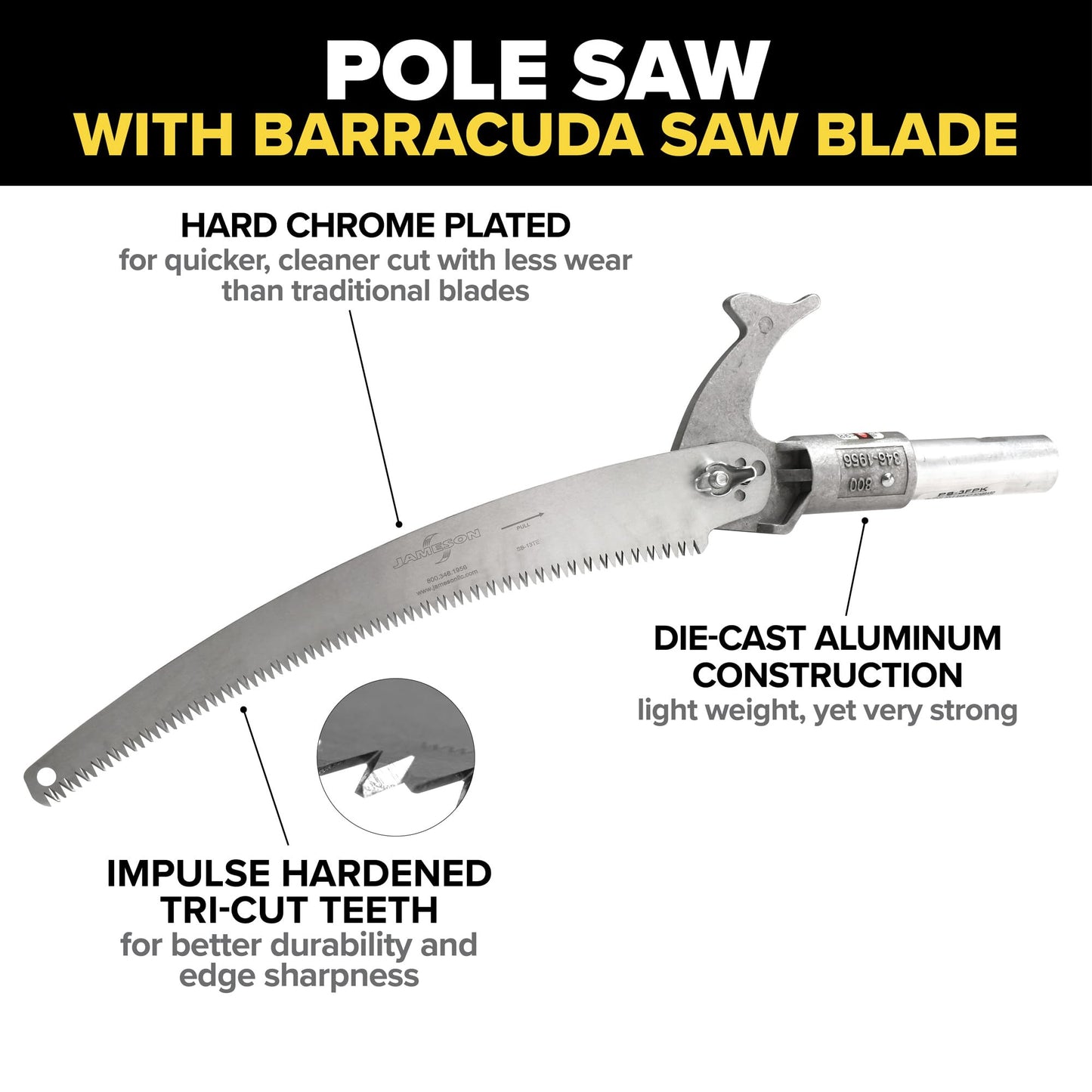 Jameson FG-6PKG-7 FG-Series Manual Pole Saw and Tree Pruner with Two 6-Foot Fiberglass Poles