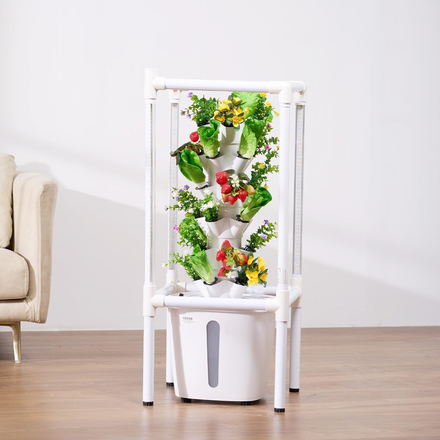 VEVOR Hydroponic Growing System with Grow Light, 30 Pods Vertical 6 Tiers Hydroponic Tower, Home Hydronic Garden with Water Pump, Plants Germination Kit for Indoor Herbs, Fruits and Vegetables