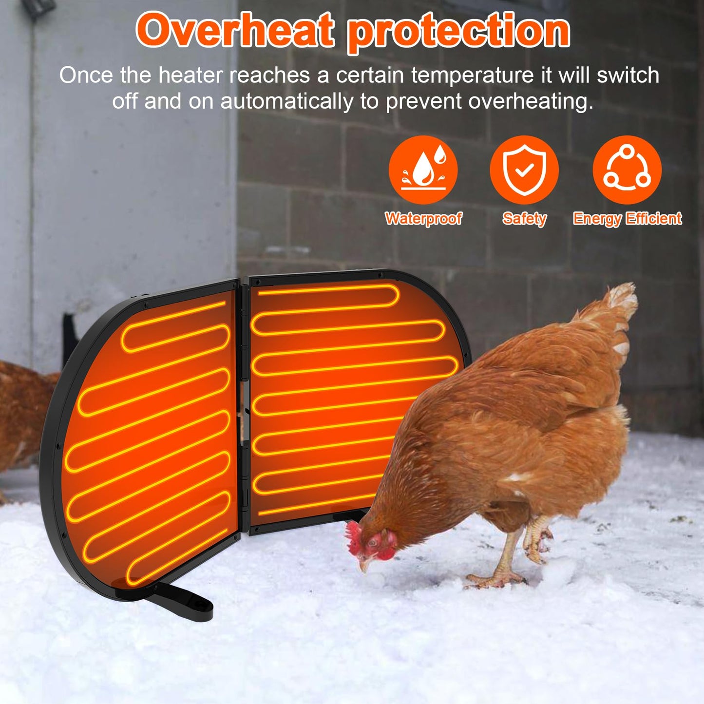 Tepoal Large Chicken Coop Heater for Winter, 220 Watts Foldable Heat Chicken Heater, Waterproof Radiant Chicks Heaters for Coop, Heater with 2 Heating Plates for Chick Kitten Puppy Pets Animals