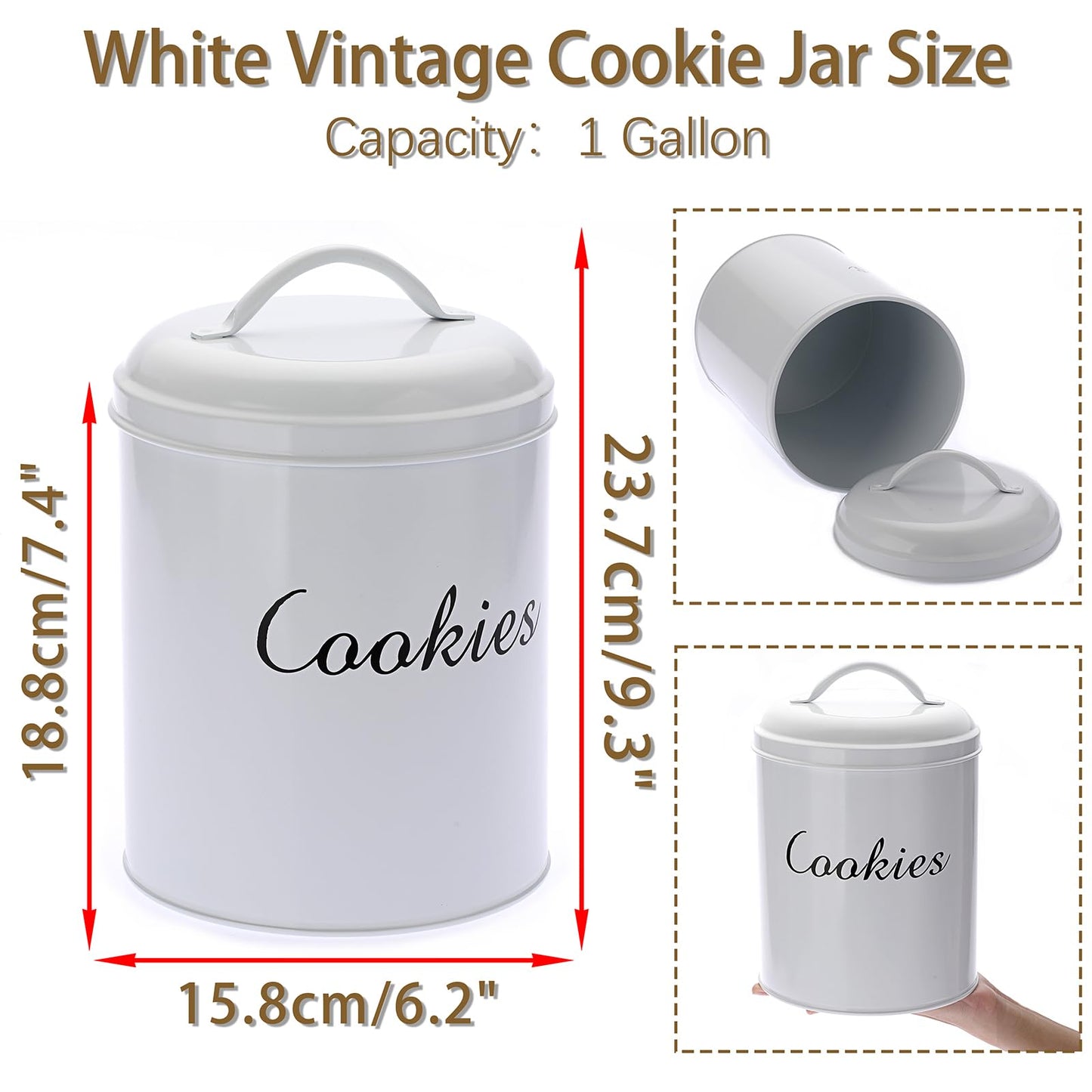 BSTKEY Large Cookie Tin, Airtight Cookie Snack Jars with Lid, Decorative Candy Canister, Baking Gift Tins Farmhouse Countertop Tinplate Box for Storing Patisseries, Puff Pastries Craft Supplies
