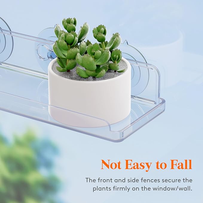 Lifewit Window Plant Floating Shelves 15 x 4 inch, 4 Pack Acrylic Suction Cup Shelf, Window Sill Extender for Indoor Succulent Plants, Micro Greens, Seed Starter Pots, Herb Planters