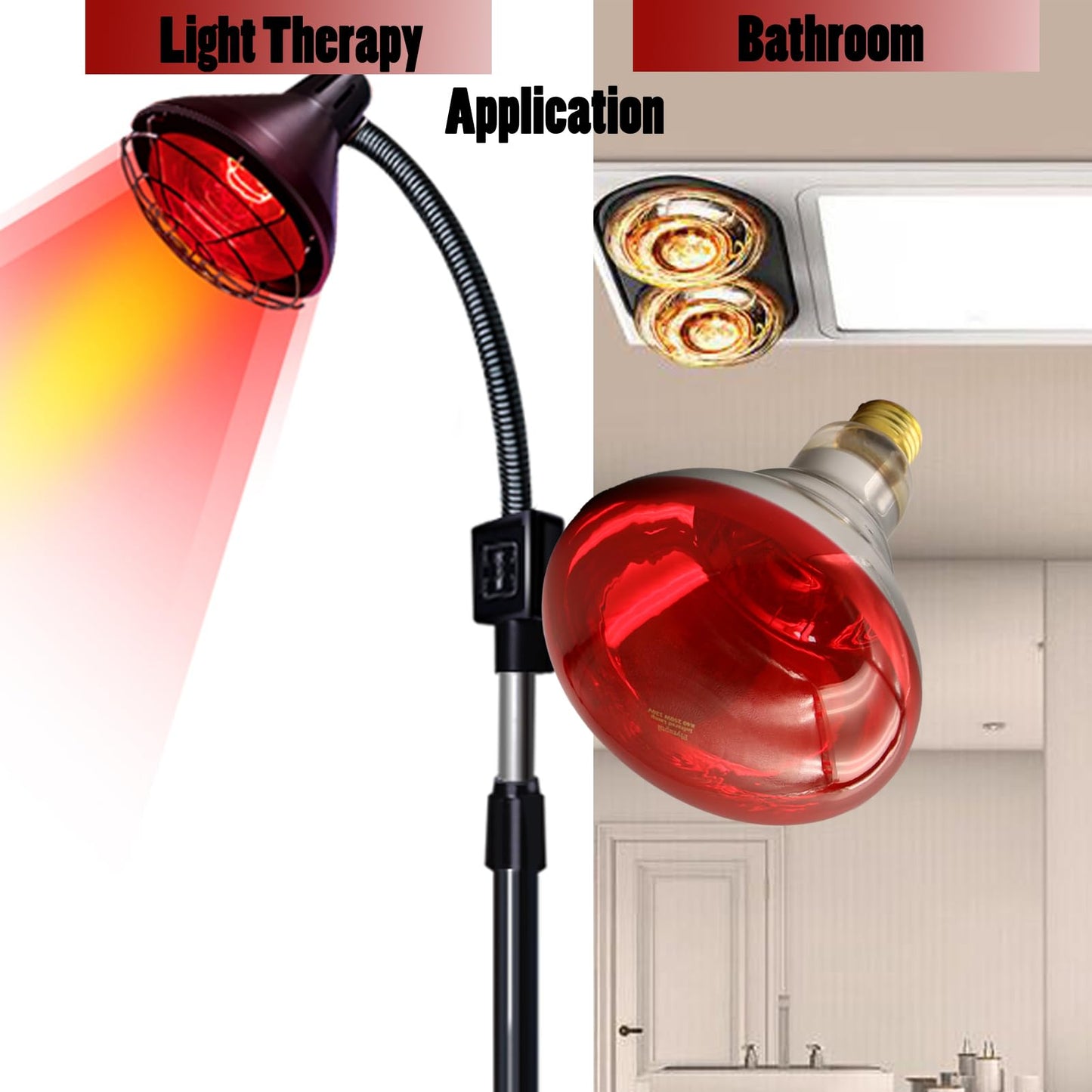 250 Watts Infrared Heat Lamp Bulbs, R40 Red Heat Light Bulb E26 Base for Chickens, Brooder Coop Heater, Reflector Heating Bulb for Food Service, Pet, Reptiles, Bathroom, Light Therapy, 2 Pack