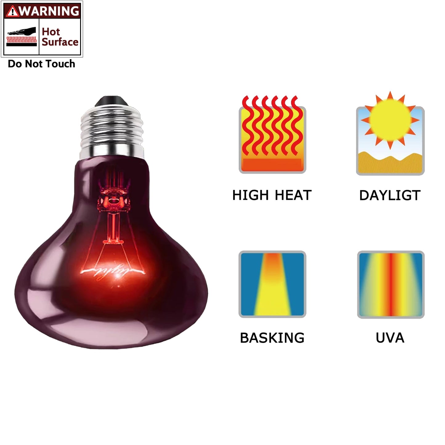 HARTOMPET 60W Infrared Red Heat Lamp – Perfect Basking Spot Bulb for Lizards, Bearded Dragons, Snakes & Chickens; Efficient Red Heat Emitter for Brooders and Terrariums, E26 Base | 2 Pack