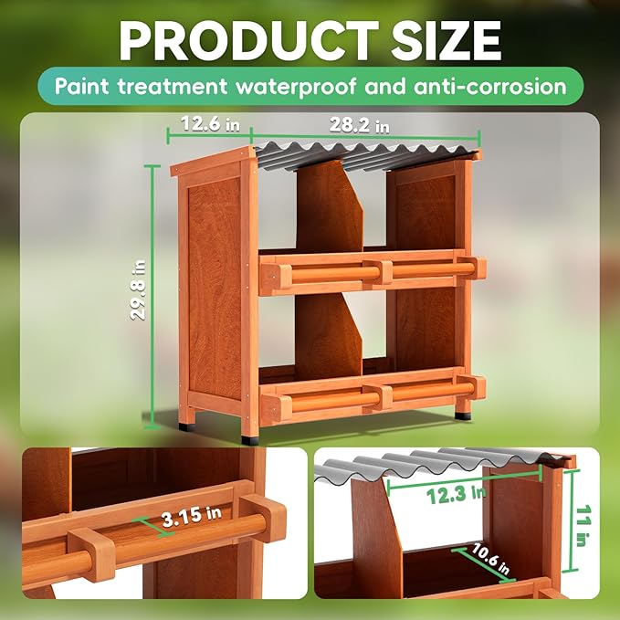 Chicken Nesting Boxes,4 Compartments Wooden Nesting Box for Chickens,Laying Boxes for Hens Ducks Poultry Protect Eggs Chicken Coops Easy Egg Collection
