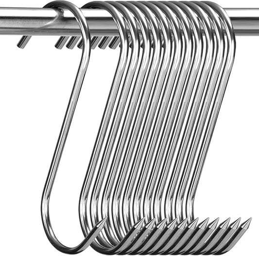 12 Pcs Stainless Steel Meat Hooks, 6 Inch S Shaped, For Hanging Bacon Sausage, Smoking, Grilling BBQ