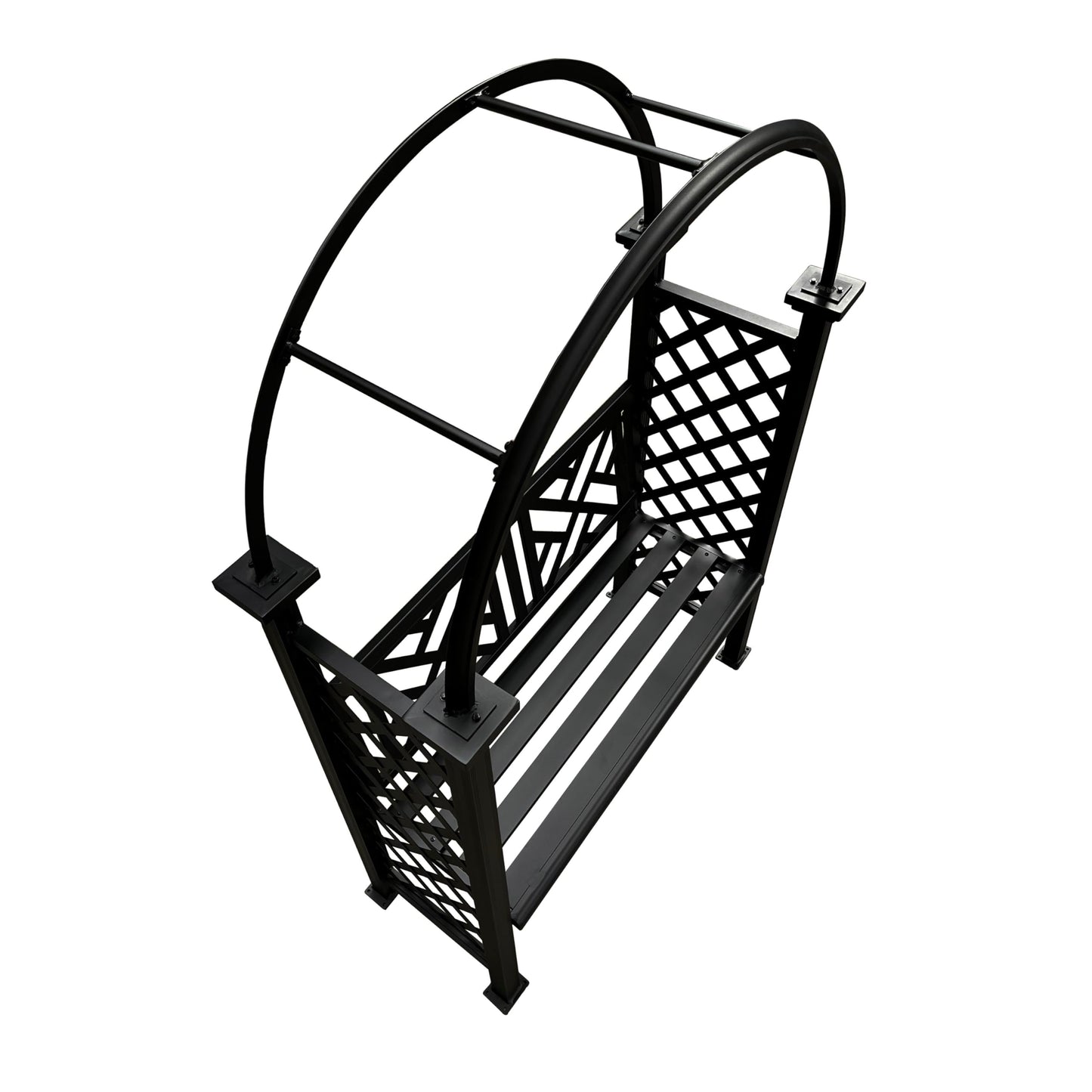 Black Aluminum Garden Arbor Arch with 2-Seater Bench