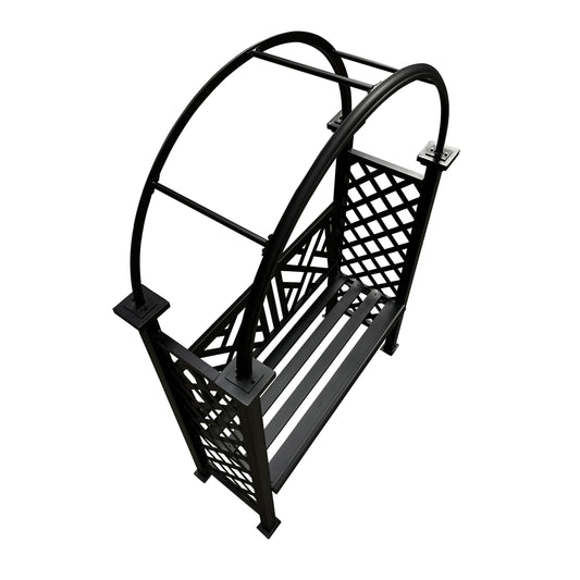 Black Aluminum Garden Arbor Arch with 2-Seater Bench