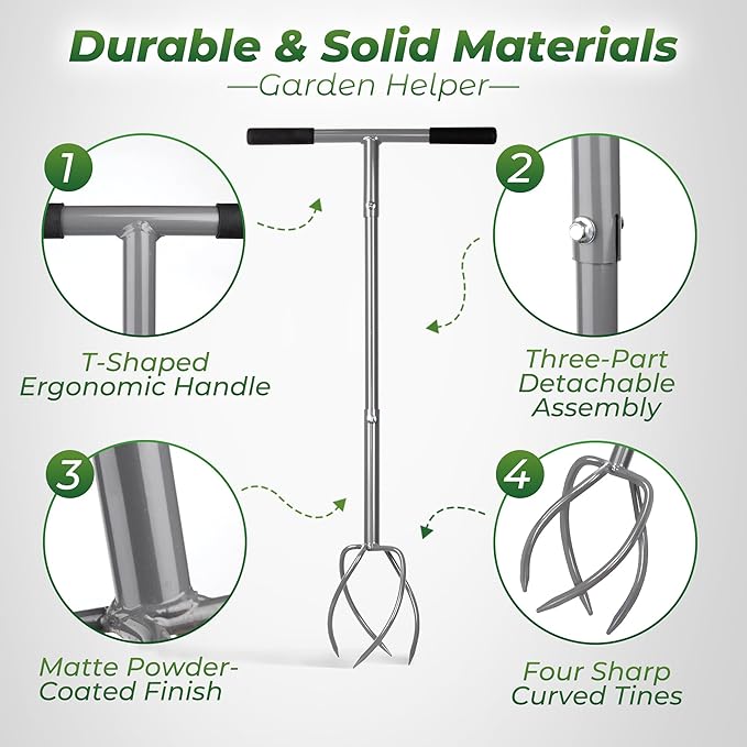 Walensee Upgrade Twist Tiller Manual Hand Tiller Garden Claw Cultivator with a Removable Big Claw, Garden Claw Tool Long Handle Steel Tiller Lawn Aerator Soli Lossener for Gardening Bed and Plant Box