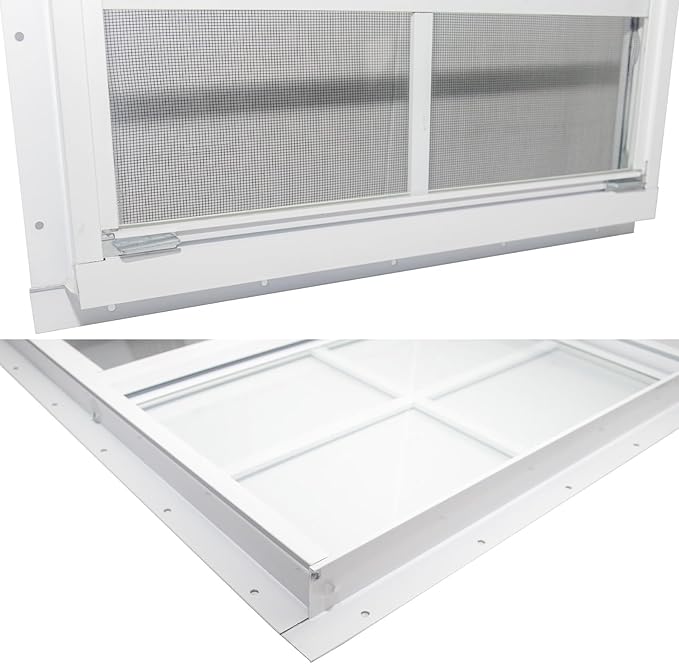 NeatiEase 2 Pack Shed Window, 24" x 36" Flush Mount Window with Tempered Glass and Fiberglass Screen for Shed, Chicken Coop, Playhouse, Household, Garage