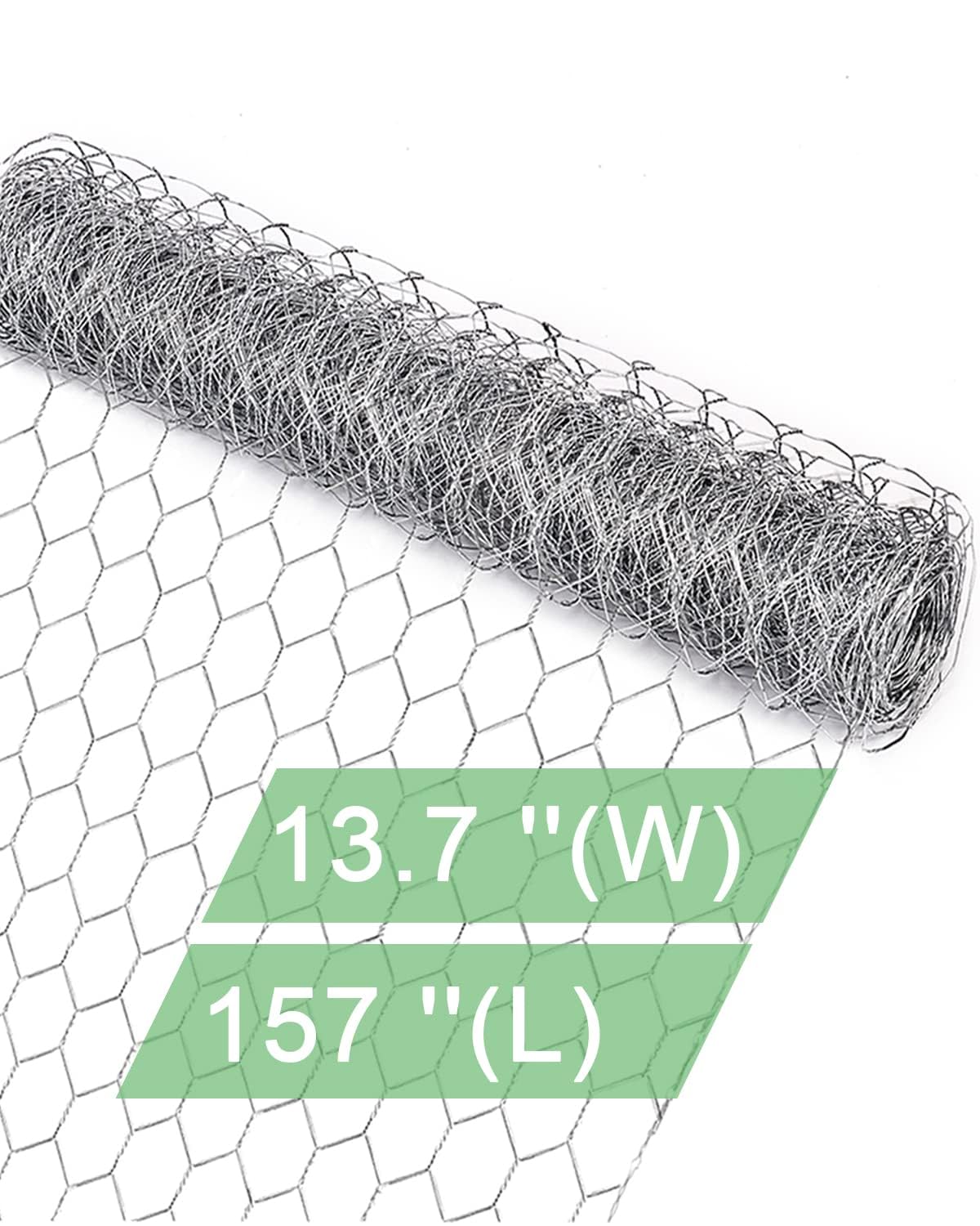 vensovo Galvanized Chicken Wire Mesh - Garden Animal Barrier Fence, 0.8 inch Mesh Fence for Pet,Rabbit,Poultry(16.5"×157")