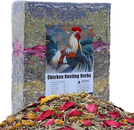 42 oz Chicken Nesting Herbs Flowers Vacuum-Packed,2.6 lb Premixed 7 Dried Herbs Natural Nesting Box Herbs for Freshening Coop Chicken Dust Bath Increase Egg Production