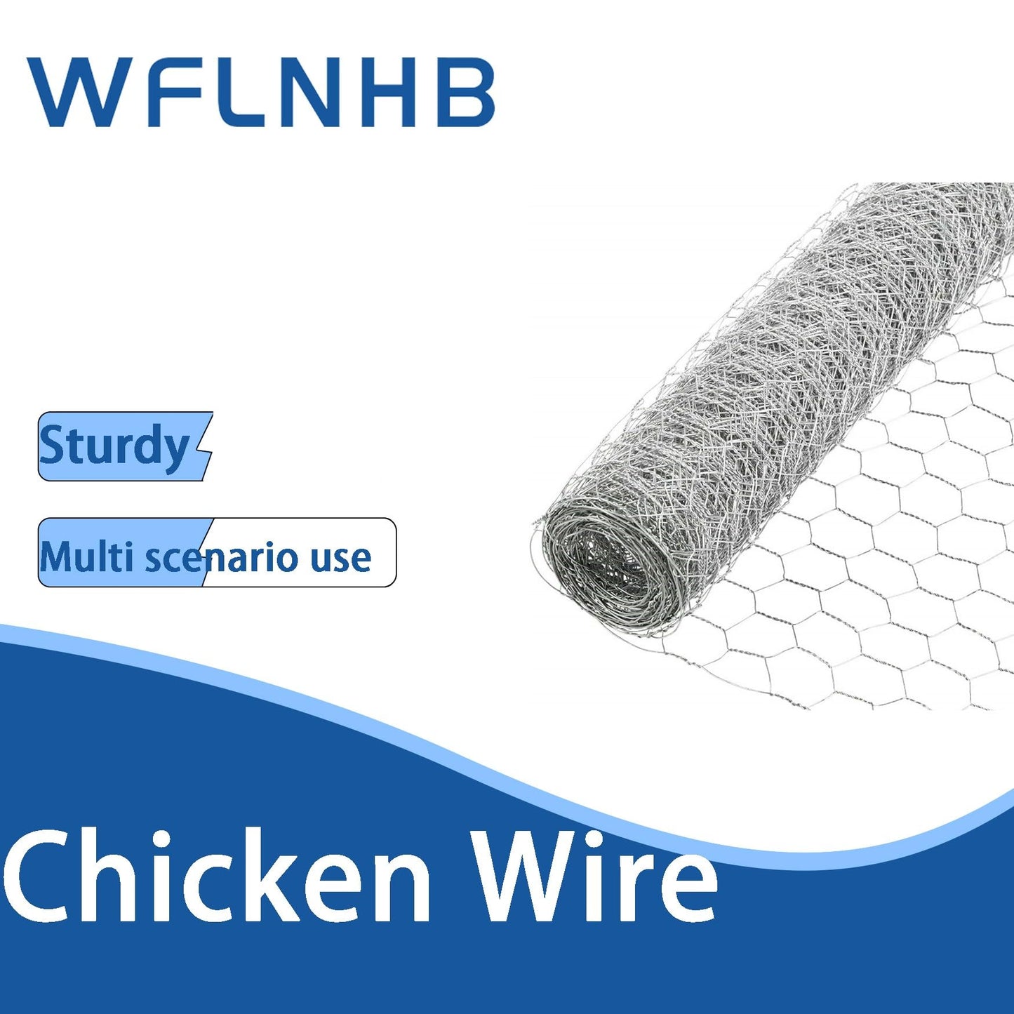 WFLNHB Hexagonal Chicken Wire Poultry Netting Galvanized Mesh Garden Fence Barrier Fence Mesh Roll 6Feet x 150Feet