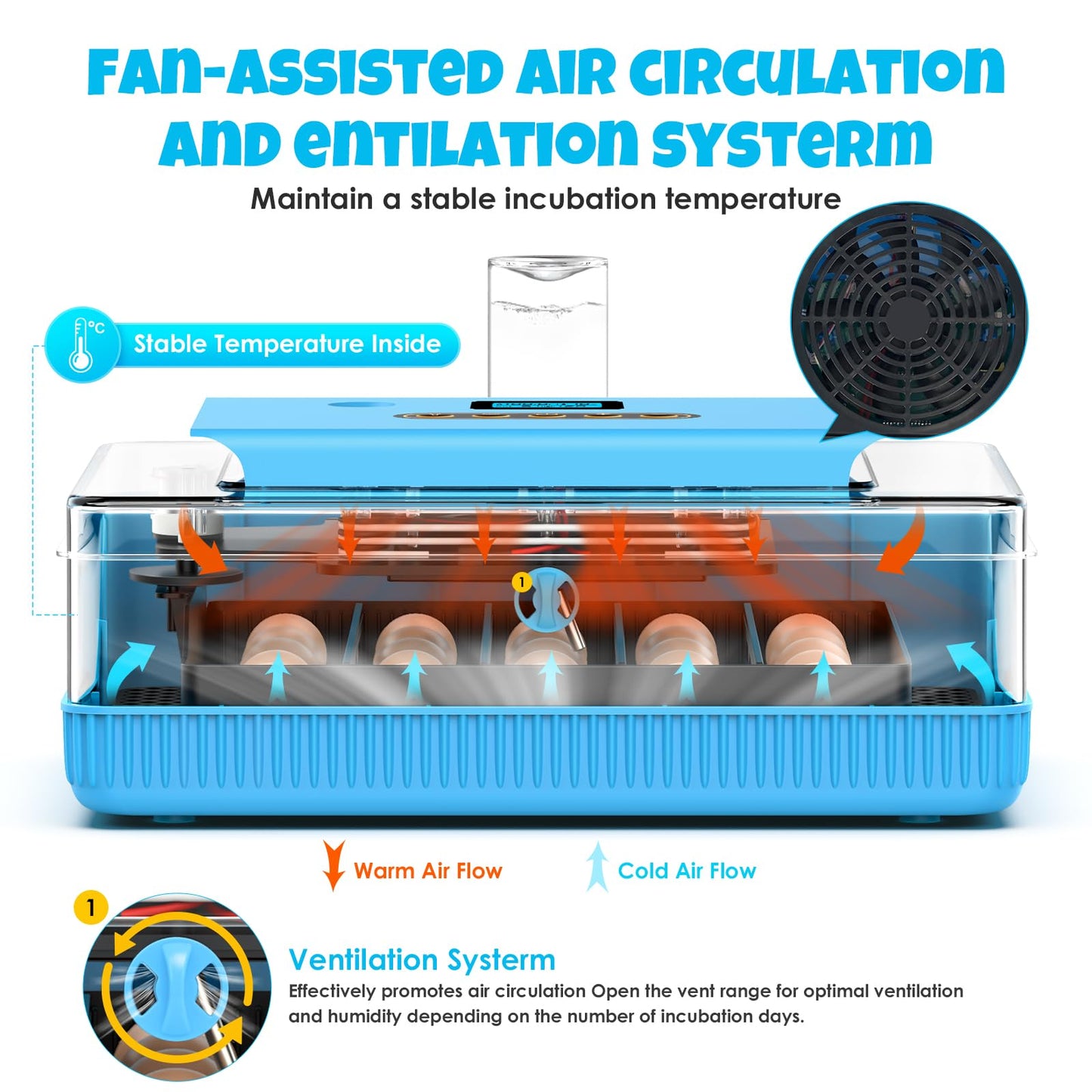 25 Egg Incubator Digital Poultry Hatcher Machine with Automatic Egg Turning, incubators for Hatching Eggs, Temperature & Humidity Control, LED Screen, General Purpose Incubator