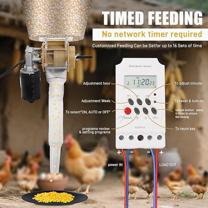 Automatic Chicken Feeder，16 Groups Timed Feeder，Automatic Poultry Feeder for Chickens, Ducks, Geese, Pigeons, Dogs, Fish, Cat