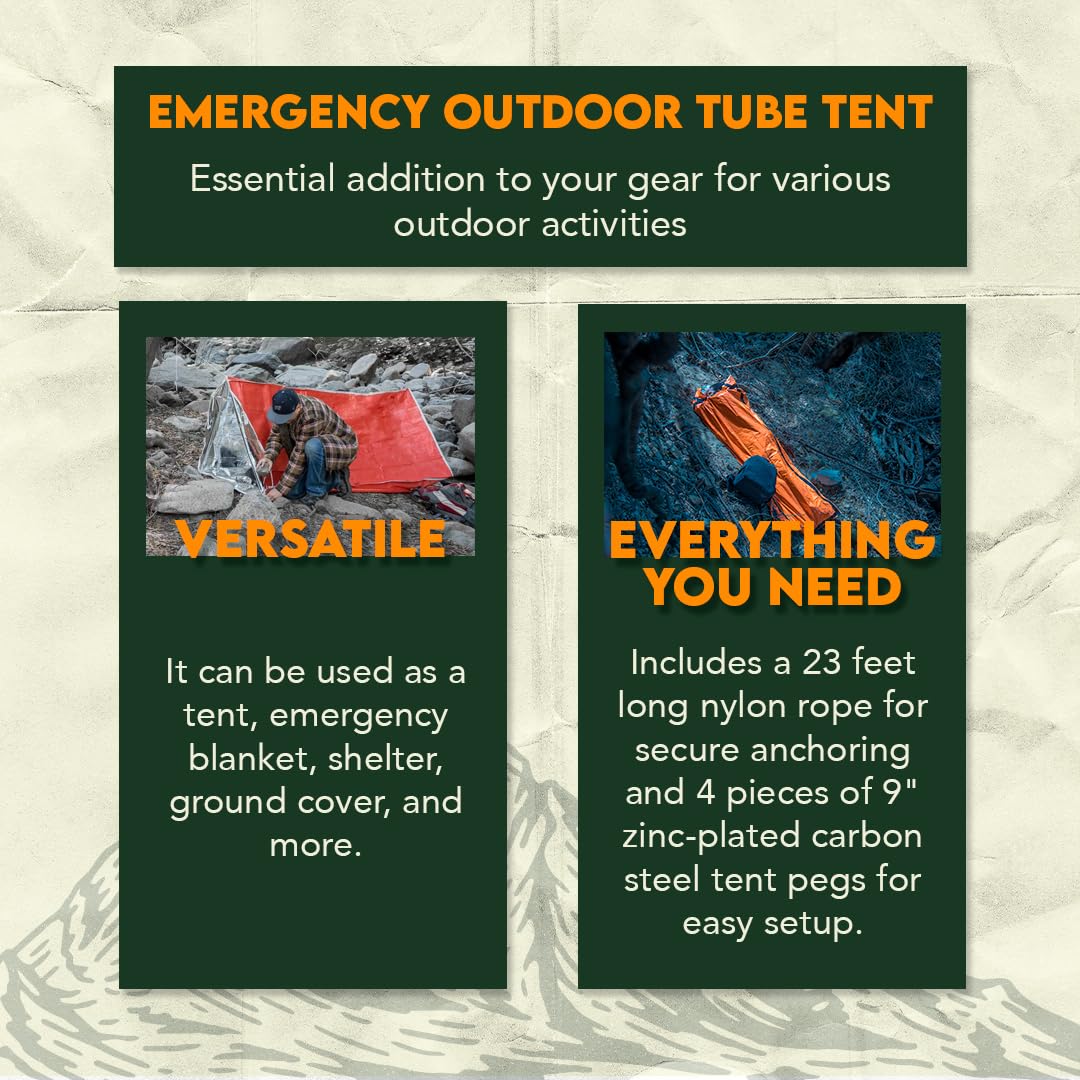 SE Emergency Outdoor Tube Tent with Steel Tent Pegs - ET3683
