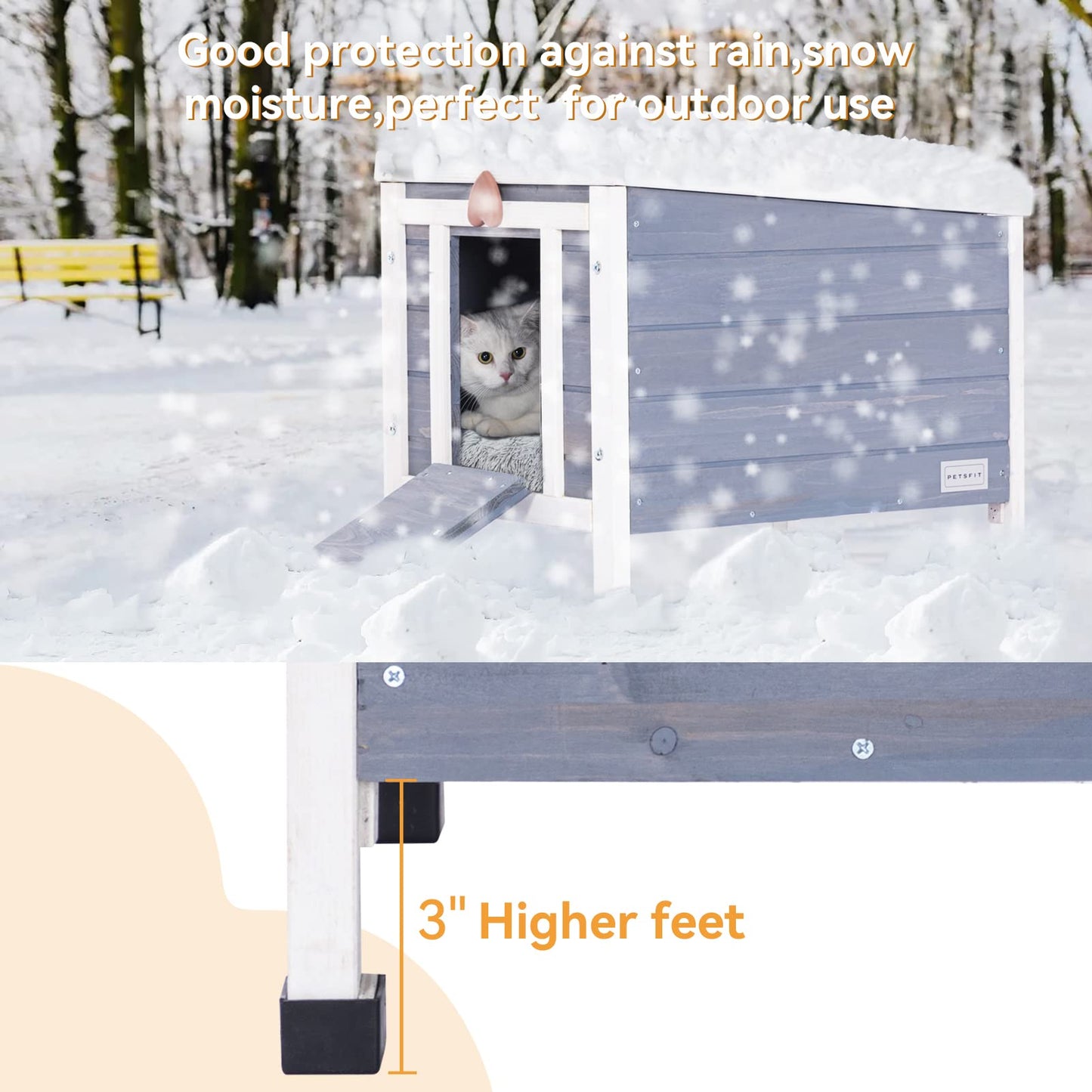 Petsfit Outdoor Cat House Weatherproof, Outside Shelter for Feral Cats, Rabbits, Chicken, Small Animal Houses & Habitats, Idea for Guinea Pigs Pigeons Ducks Tortoises