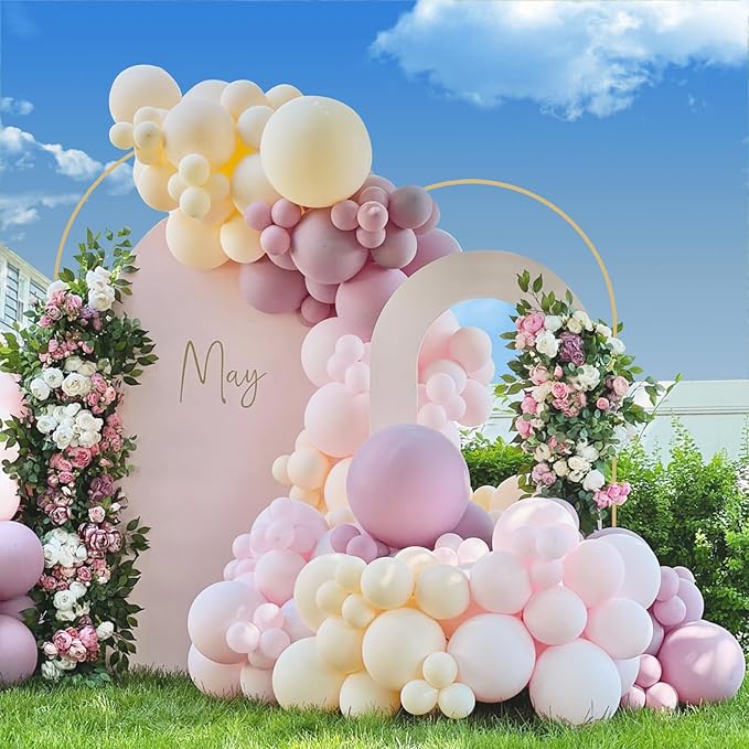 Babenest Gold Arch Backdrop Stand Set of 2, 7.2FT/8FT Metal Arch Wedding Stand, Balloon Arch Frame for Ceremony Birthday Party Bridal Baby Shower Halloween Banquet Decoration