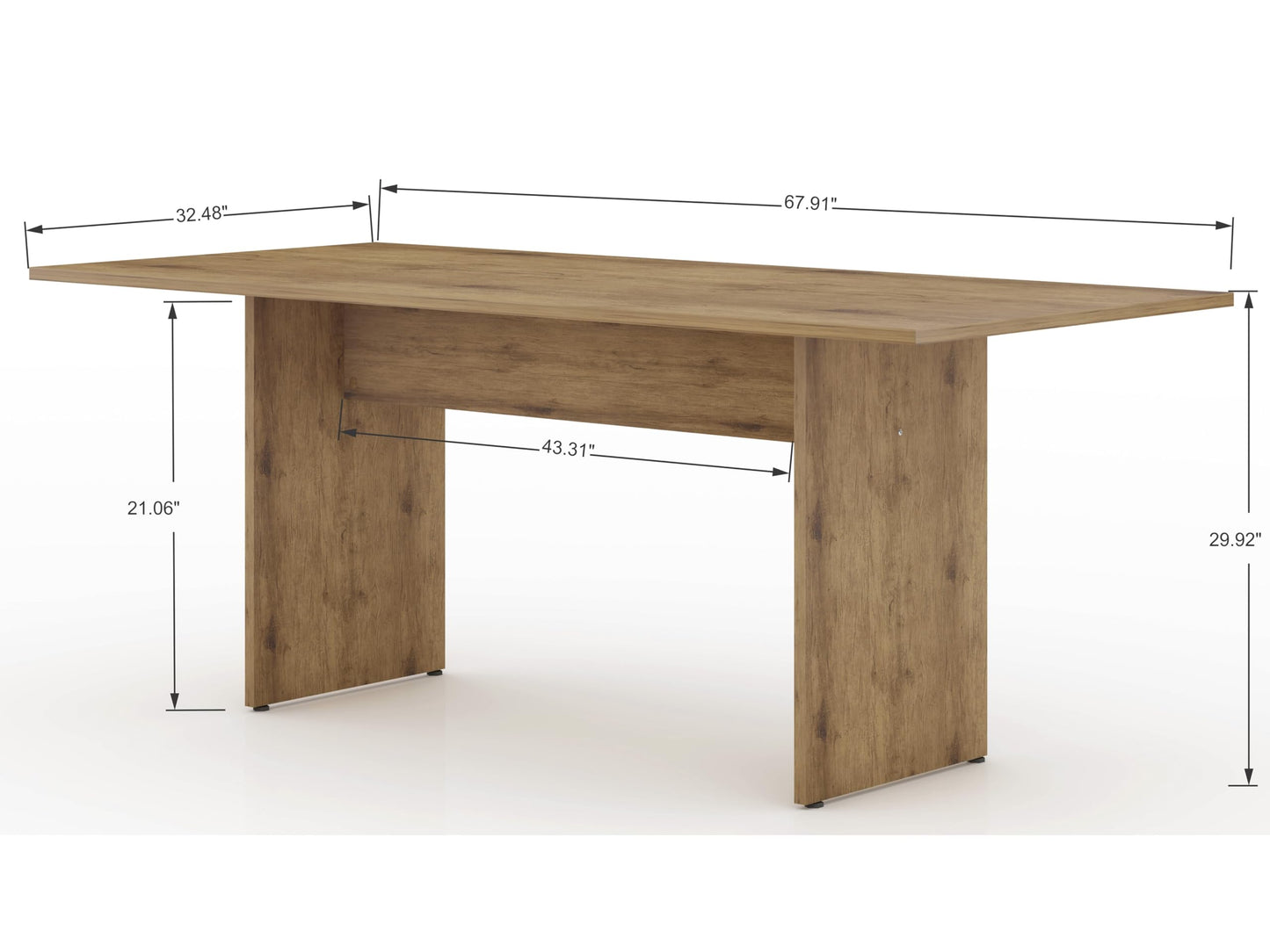 Manhattan Comfort Nomad 3 Piece Dining Set for 6 with Modern Kitchen Table and 2 Benches, Farmhouse Furniture with Rustic Wood Grain Finish, Pedestal Base, Easy Assembly, Dining Set, Nature