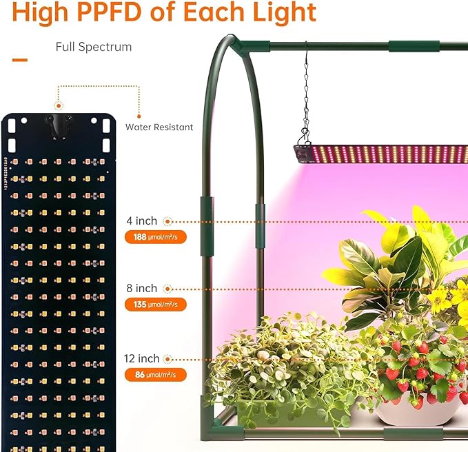 Bstrip Mini Indoor Greenhouse with Grow Lights, 27.2" L X 19.9" W X 27.2" H Desktop Small Greenhouse with Zippered Door and PVC Cover for Seed Starting, 1.6FT Plant Light for Indoor Plants with Timer
