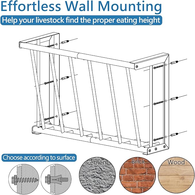 Wall Mount Hay Rack, 27'' Long Livestock Hay Feeder with 16 Gallon Capacity, Carbon Steel Hay Feeder for Sheep, Goats, Horses, Indoor Outdoor Uses