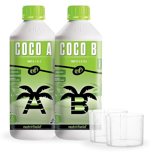Plant Nutrients Liquid Fertilizer 500 ML A 1-4-2 & 500 ML B 3-0-0.5 Plant Food Support Plant Growth Throughout Entire Cycle Veg and Flower Indoor Outdoor Hydroponic Coco Garden (500 ml)