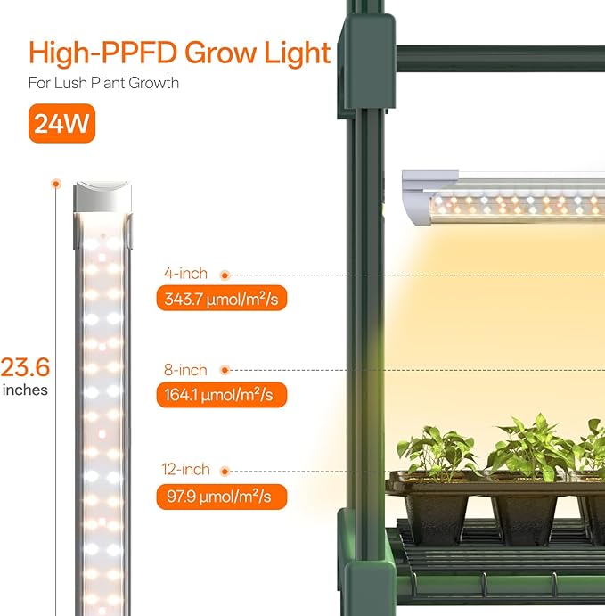 Bstrip Indoor Greenhouse with Grow Light, 5-Tier Large Green House, 5Pcs Grow Lights for Seed Starting with Timer, PVC Tent with Airflow Windows, Indoor Greenhouse Cabinet 40.2x18.9x74.8in