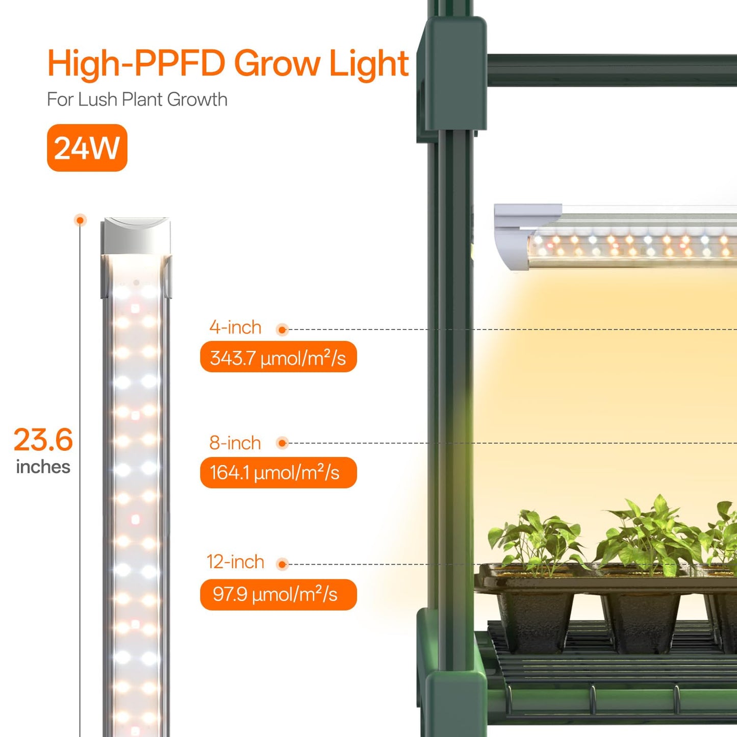Bstrip Indoor Greenhouse with Grow Light, 4-Tier Mini Green House, 4Pcs Grow Lights for Indoor Plants with Timer, Zippered PVC Grow Tent with Airflow Windows, Indoor Greenhouse Cabinet 35x19.3x63in