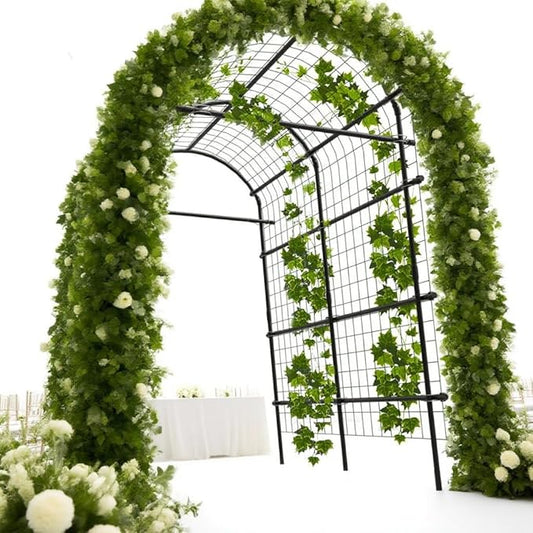 Garden Arch Trellis, 7.5FT Extra Tall Polyethylene-Coated Stainless Steel Garden Trellis for Climbing Plants, Vegetables, Flowers, Outdoor Pergola Arbor Wedding Party Decoration, Cucumber Trellis, Gar
