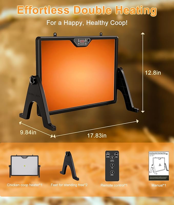 2026 Smart Chicken Coop Heater for Winter Heating, Radiant Heat Panel w Adaptive Temperature Sensor, Chicken Heater Plate for Baby Chicks, Adaptable to Timer and Temp Controllers, Etl Ul Compliant