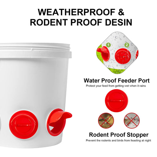 Gugull DIY Chicken Feeders No Waste, Automatic Chicken Feeders and Waterer Set, 6 pcs Poultry Feeder 6 Automatic Chicken Water Feeder, Rodent Proof Rain Proof Poultry Feeder Kit for