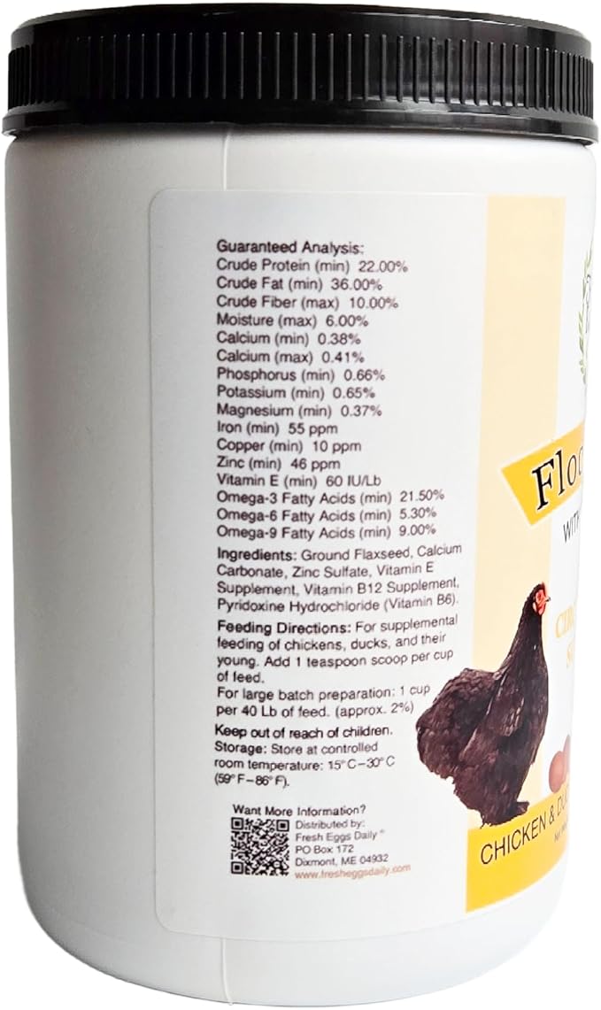 FRESH EGGS DAILY Flock Flax Feed Supplement Vitamins for Backyard Chickens and Ducks 16oz