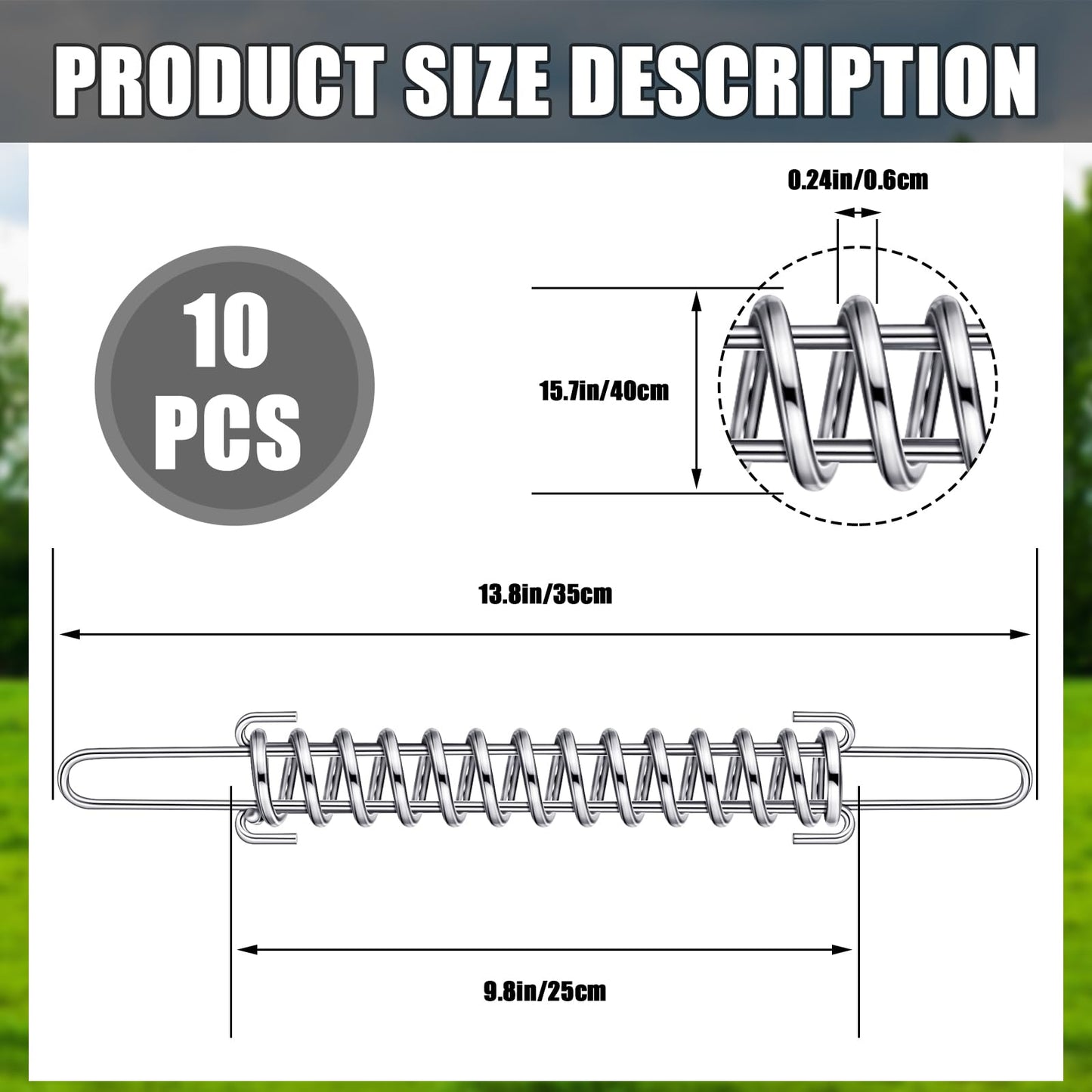 Tandefio 10 Pcs Heavy Duty Electric Fence Tension Spring, Electric Fence Spring Livestock Spring Gates, Galvanized Steel Livestock Spring for Permanent and Flexible Agricultural