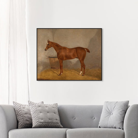 Country Farmhouse Canvas Print Painting Animal Wall Art 'Southern Simple Stable Horse II' Unframed Gallery Wrapped Canvas Rustic Home Décor 45x36 in Brown, Gray by Oliver Gal