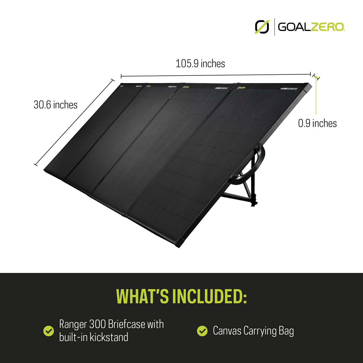 Goal Zero Ranger 300 Briefcase Solar Panels, Portable 300-Watt Solar Panels, Flexible Solar Panel for Outdoor Charging Station