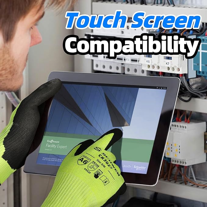 Schwer 6 Pairs Cut Resistant Work Gloves ANSI A6 Cut Proof Glove CR3027, Touchscreen, Working Gloves for Men and Women Used for Woodworking, Glass Cutting, Warehouse, Construction, Car Repair, XL