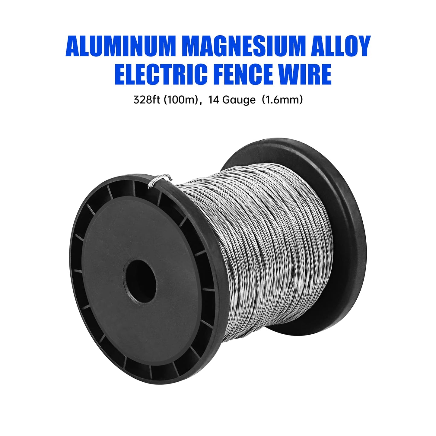 Electric Fence Charger kit, 8 kV High-Power Energizer + 328 ft (100 m) Aluminum Magnesium Alloy Wire + 100 pcs Electric Fence Insulator