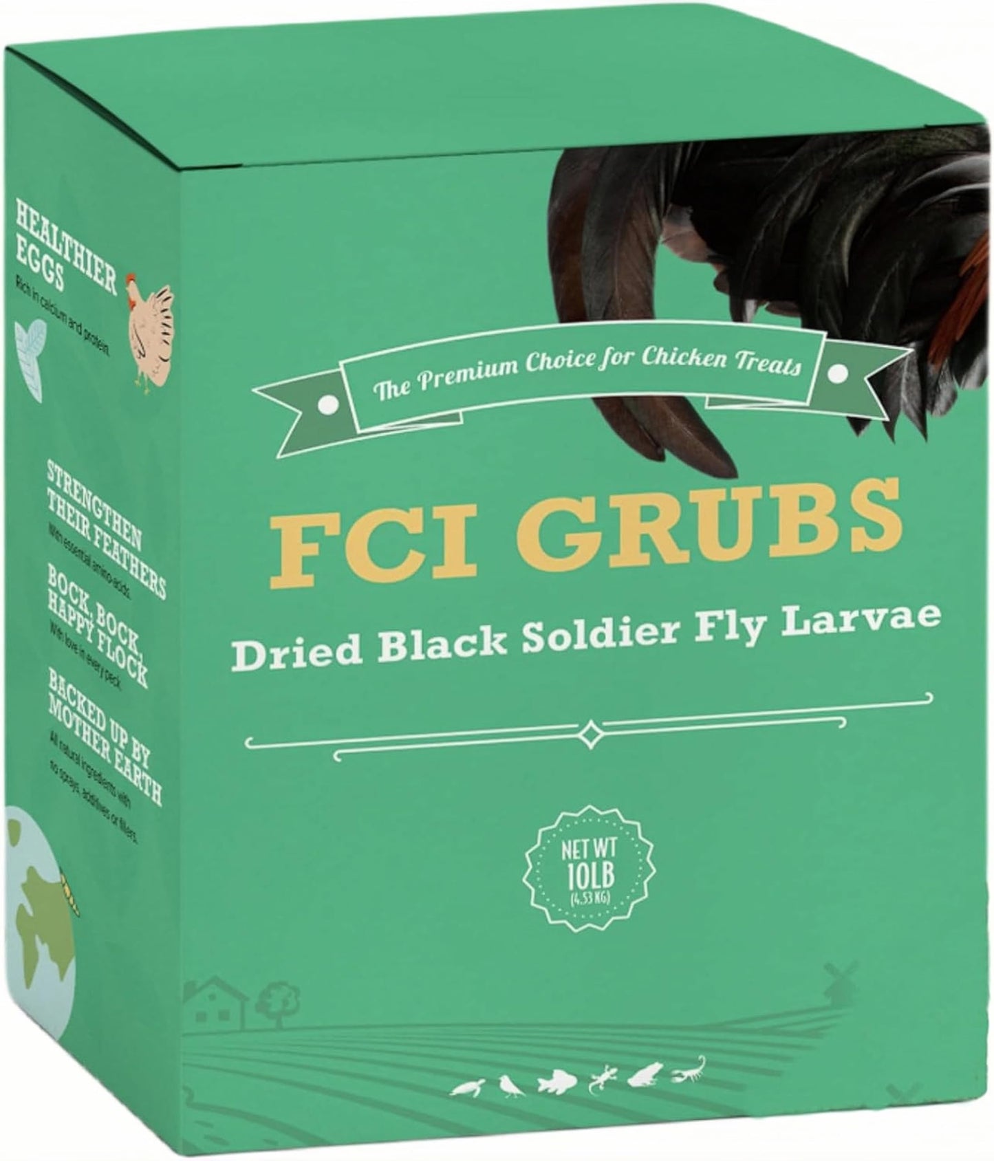 FCI GRUBS High Calcium, Non-GMO, 10LB Dried Black Soldier Fly Larvae for Chickens, 60-100X More Calcium Than Mealworms,Treat for Laying Hen, Ducks, Wild Birds,Turtles