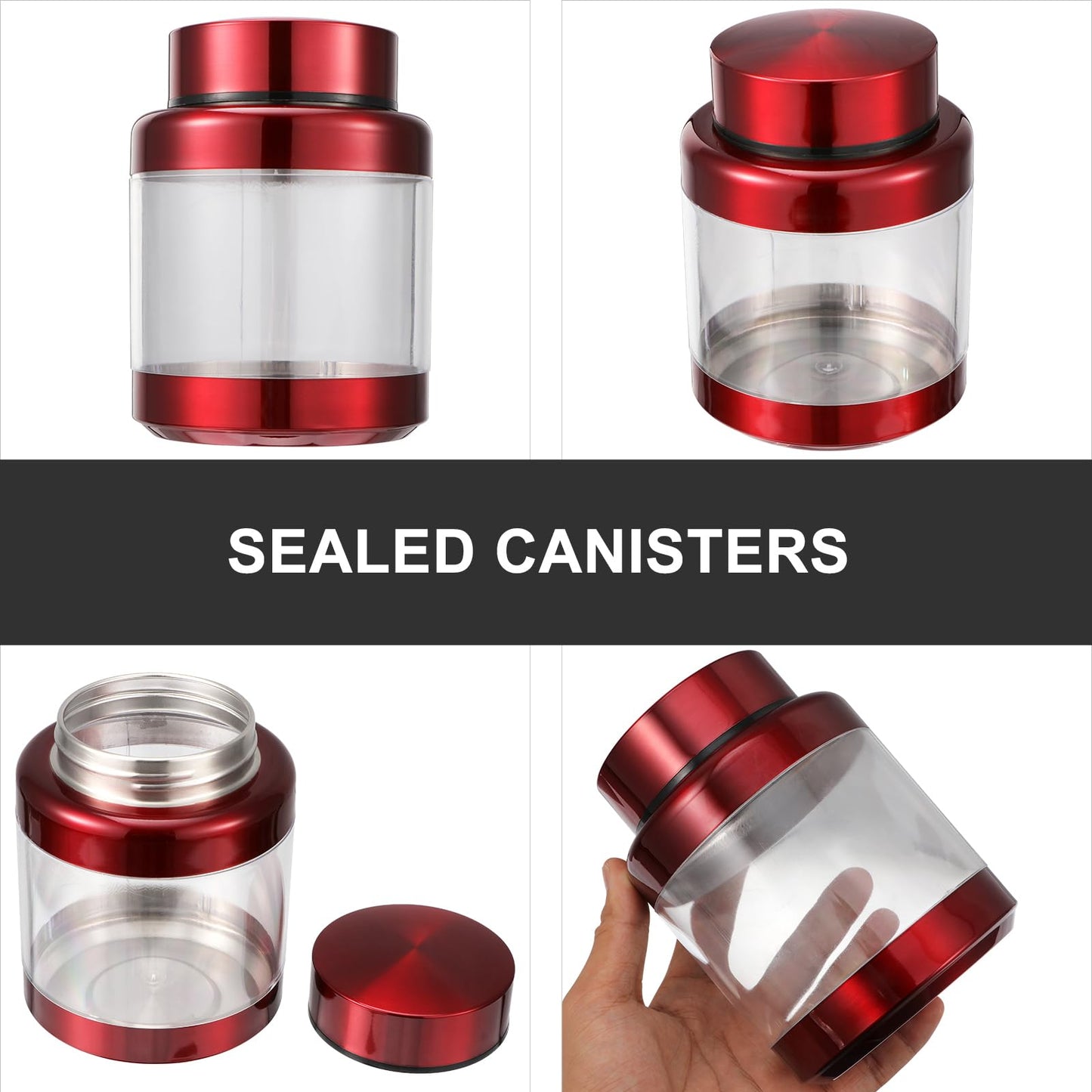PRETYZOOM 2pcs Red Candy Jar Food Canisters Airtight Metal Kitchen Container Airtight Coffee Container Snacks Jar Coffee Bean Canister Sugar Jar Cereal Can Storage