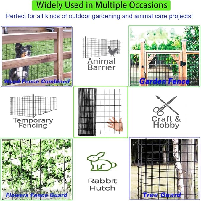 Wire Fence 2in x 3in Black Vinyl Coated Wire Mesh 24" x 50' Welded Wire Fencing 16Gauge, PVC Coating Chicken Wire Fence,Welded Wire Mesh Roll for Garden Guard Fence Poultry Cage Net Fencing